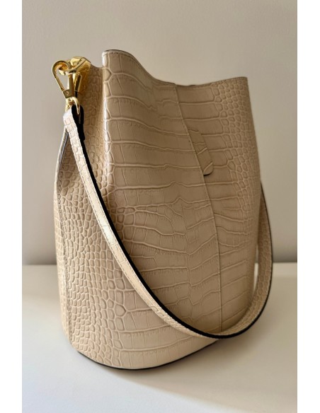 Bolso piel beige pitón