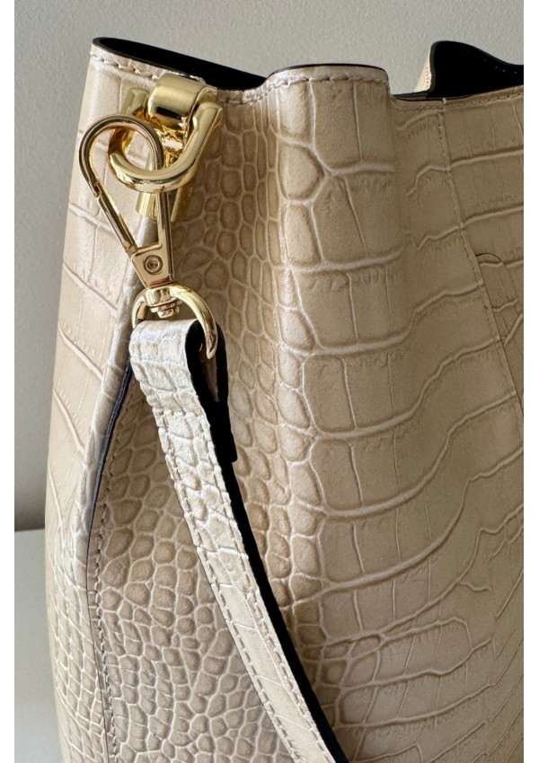 Bolso piel beige pitón