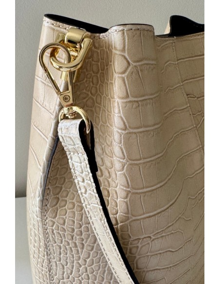 Bolso piel beige pitón