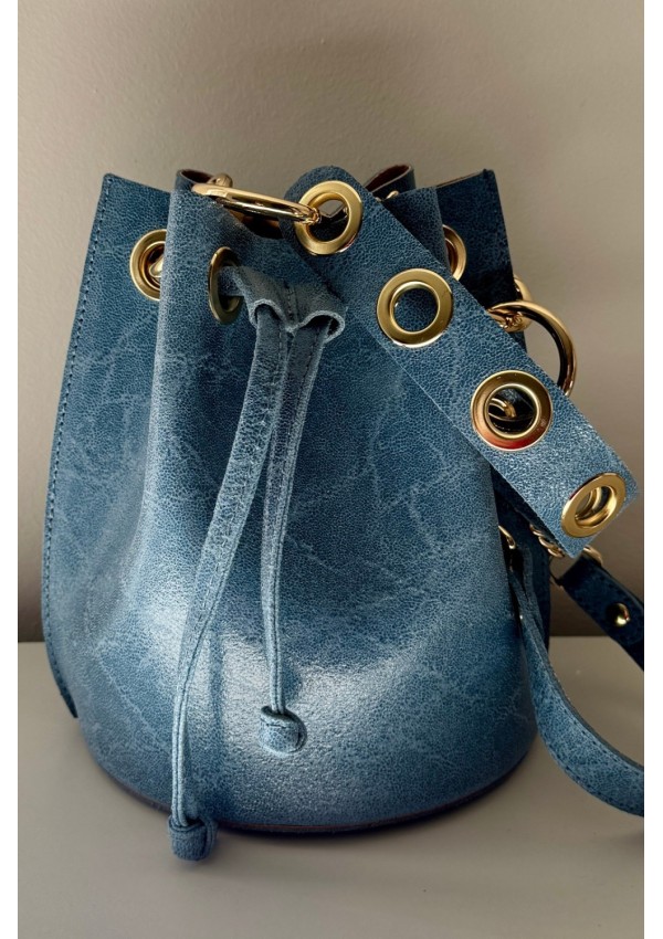 Bolso piel azul denim