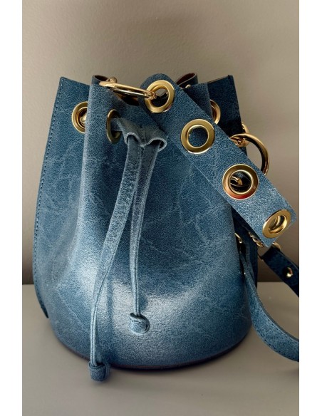 Bolso piel azul denim