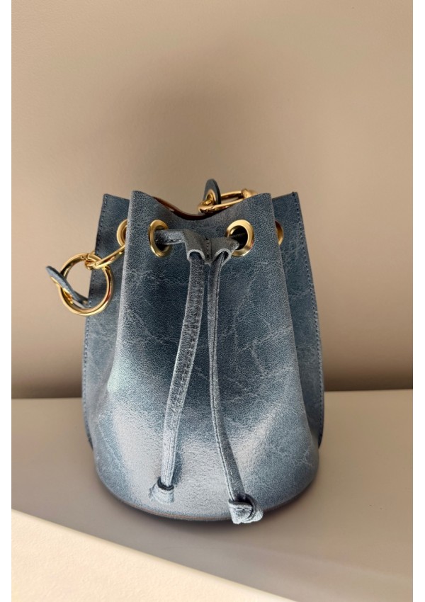 Bolso piel azul denim