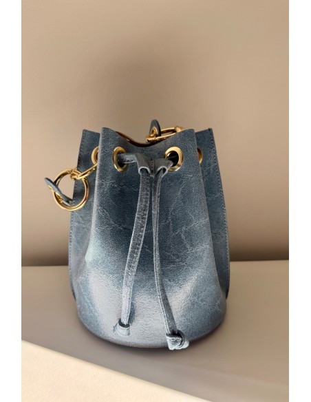 Bolso piel azul denim