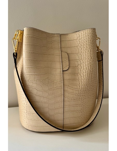 Bolso piel beige pitón