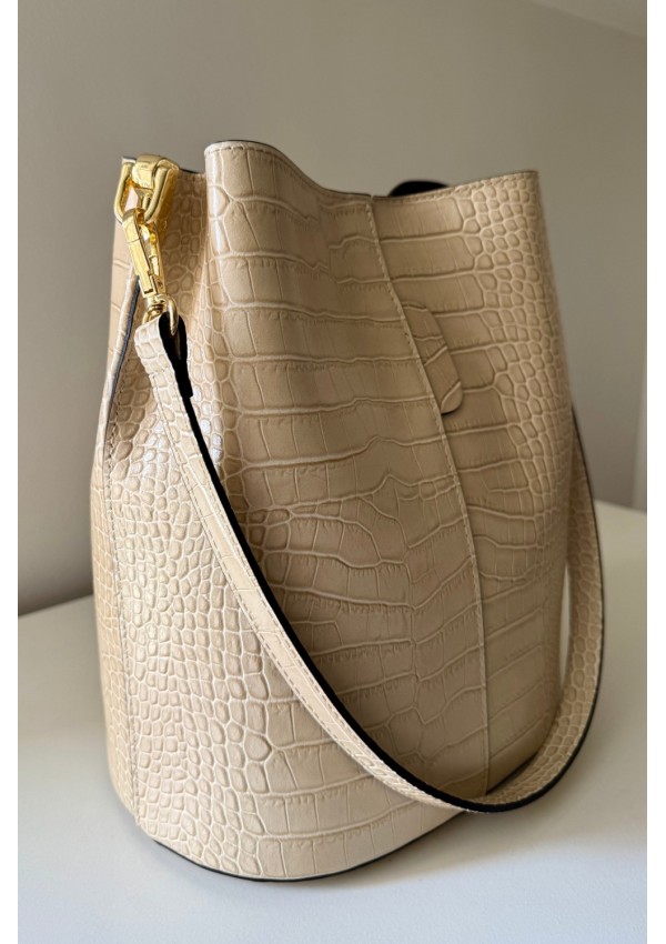 Bolso piel beige pitón