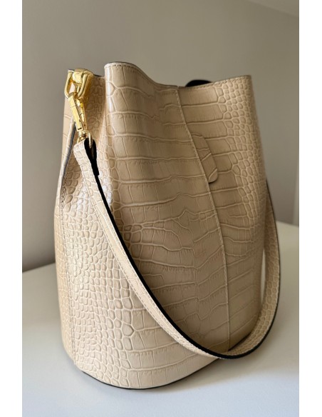 Bolso piel beige pitón