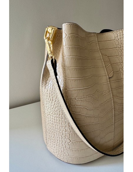 Bolso piel beige pitón