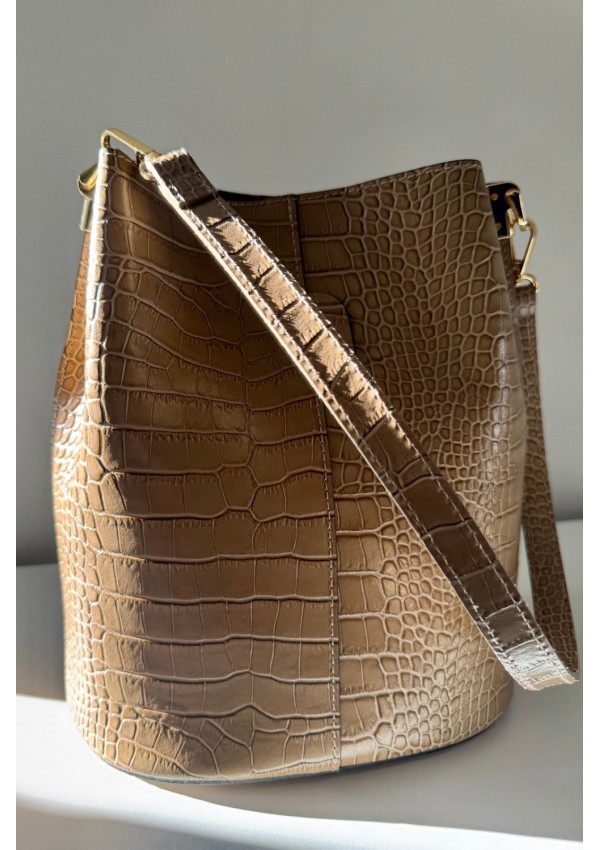 Bolso piel taupe pitón