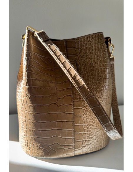Bolso piel taupe pitón