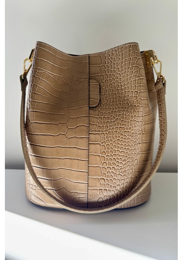 Bolso piel taupe pitón