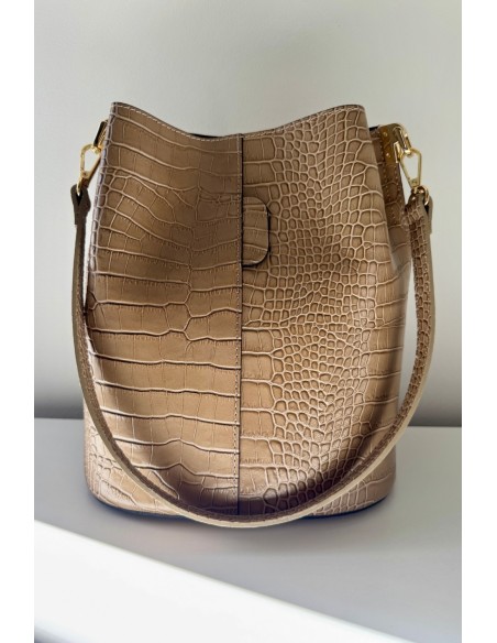 Bolso piel taupe pitón