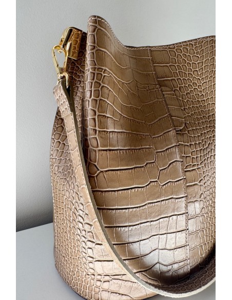 Bolso piel taupe pitón