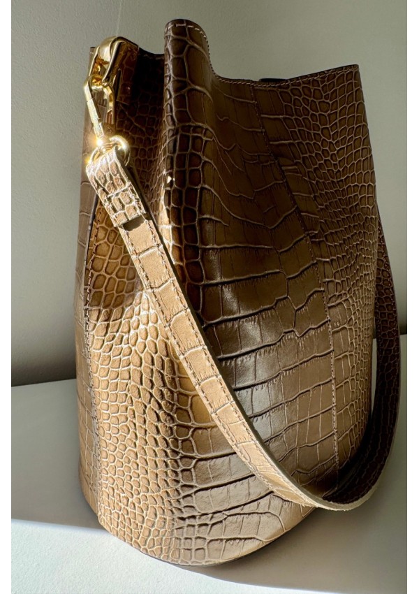 Bolso piel taupe pitón