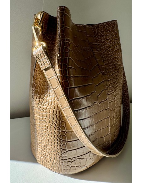 Bolso piel taupe pitón