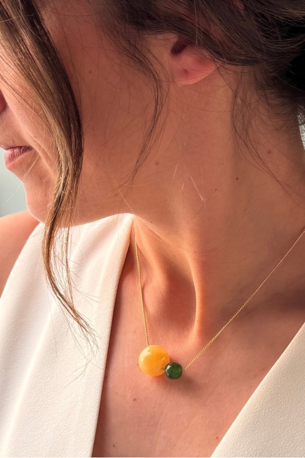 Gargantilla Colección NEO ágata amarilla y verde