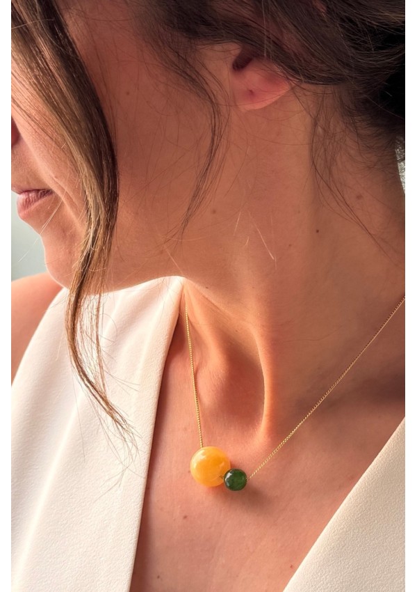 Gargantilla Colección NEO ágata amarilla y verde