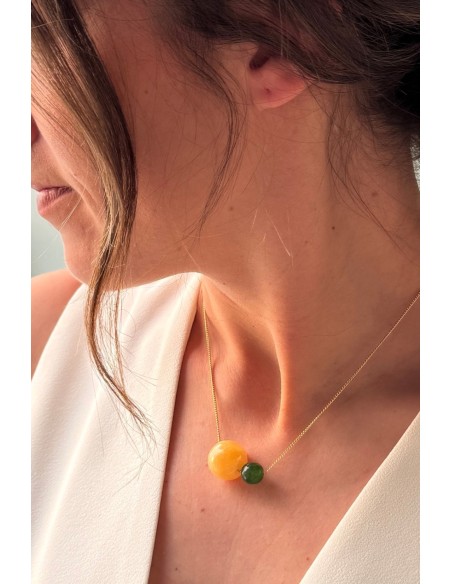 Gargantilla Colección NEO ágata amarilla y verde