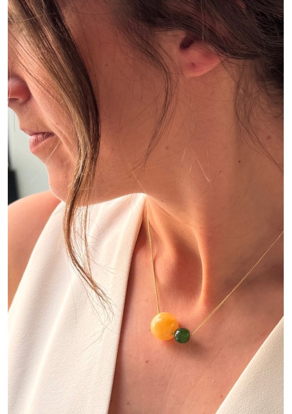 Gargantilla Colección NEO ágata amarilla y verde