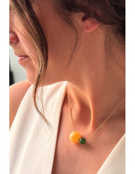 Gargantilla Colección NEO ágata amarilla y verde