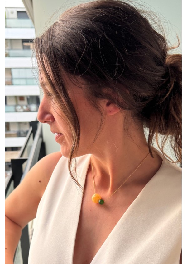 Gargantilla Colección NEO ágata amarilla y verde