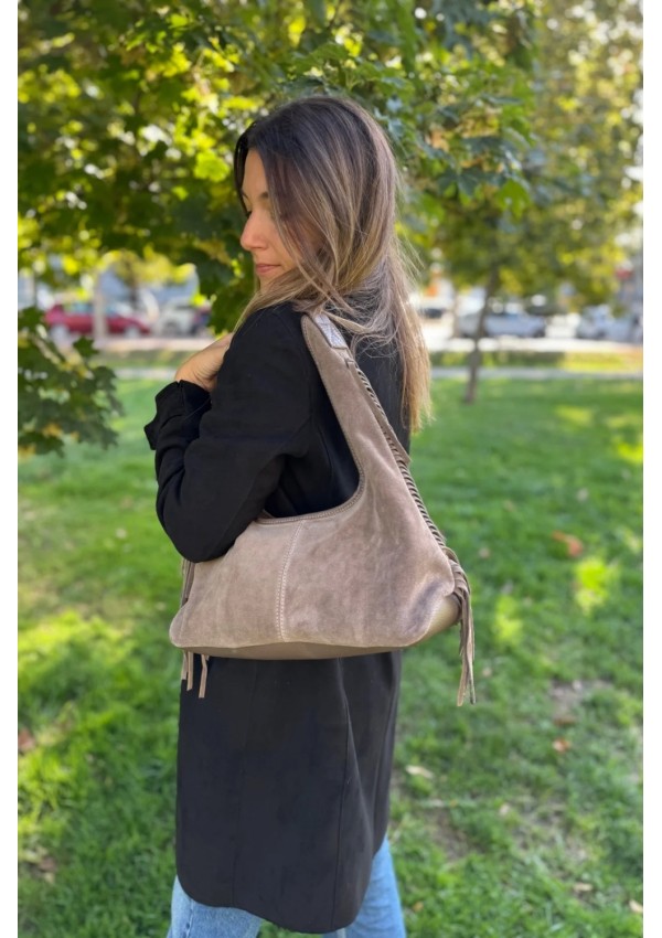 Bolso de ante taupe