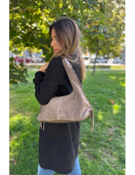 Bolso de ante taupe