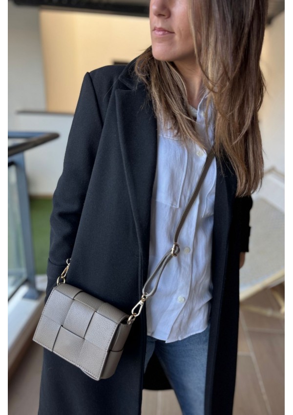 Bolso piel trenzado taupe