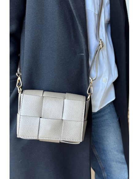 Bolso piel trenzado taupe