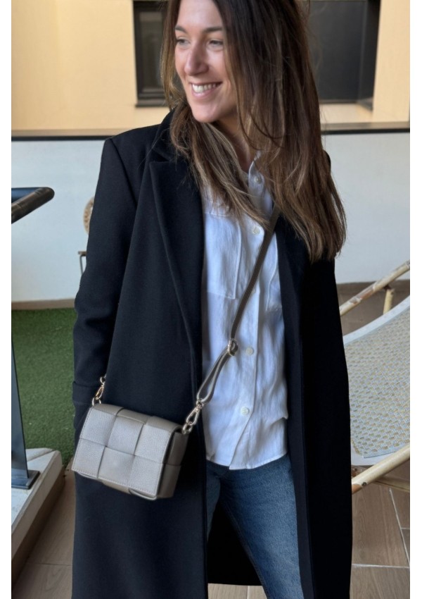 Bolso piel trenzado taupe