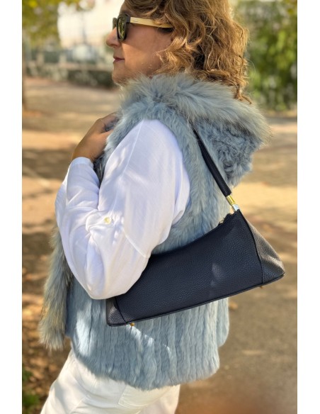 Bolso piel azul marino