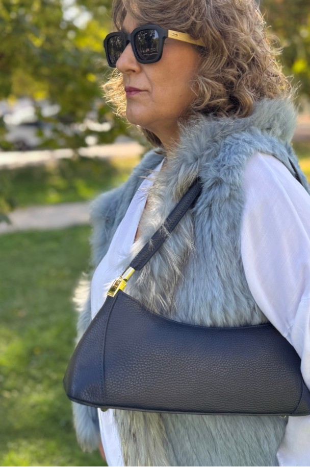 Bolso piel azul marino