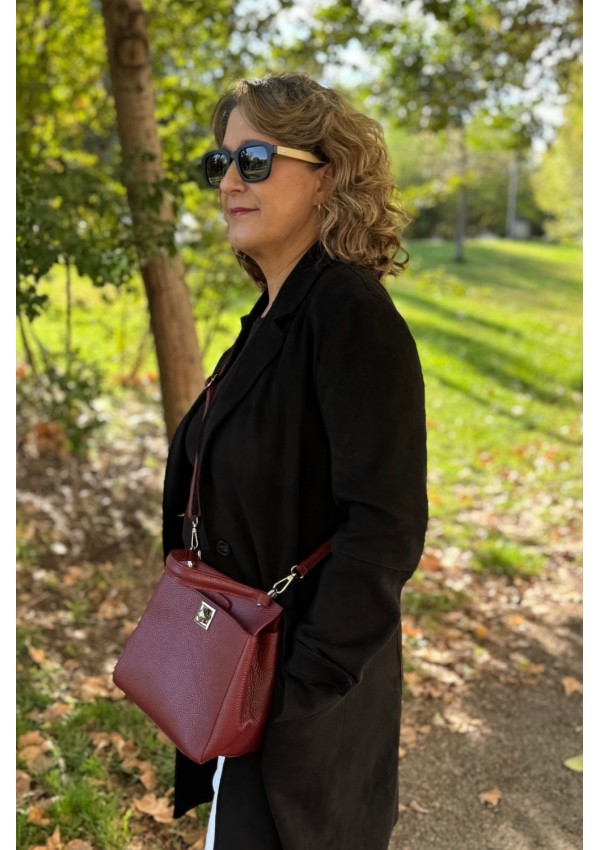 Bolso piel burdeos
