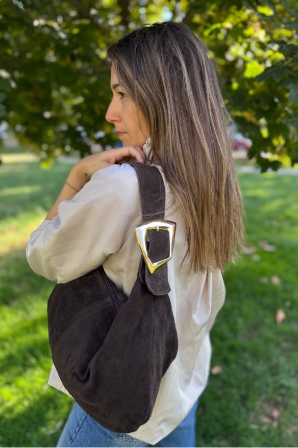 Bolso de ante marrón