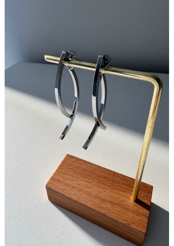 Pendientes acero plateado doble