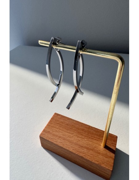 Pendientes acero plateado doble