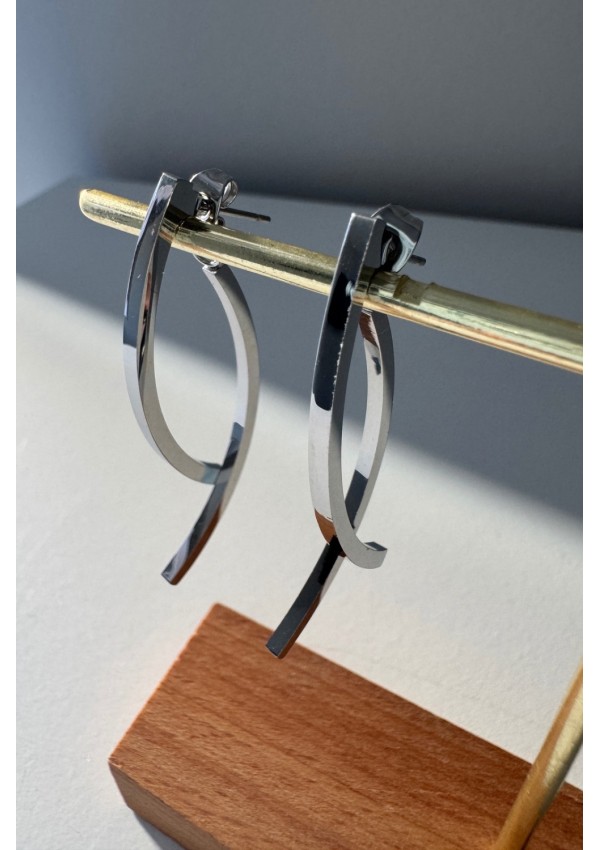 Pendientes acero plateado doble