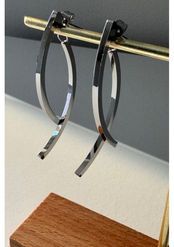 Pendientes acero plateado doble