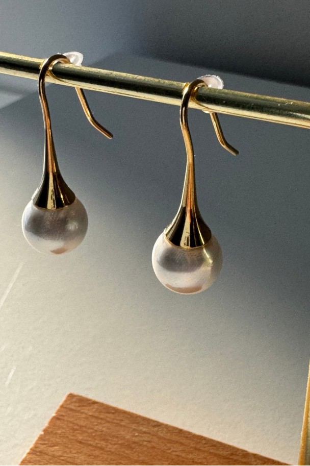 Pendientes acero con perla