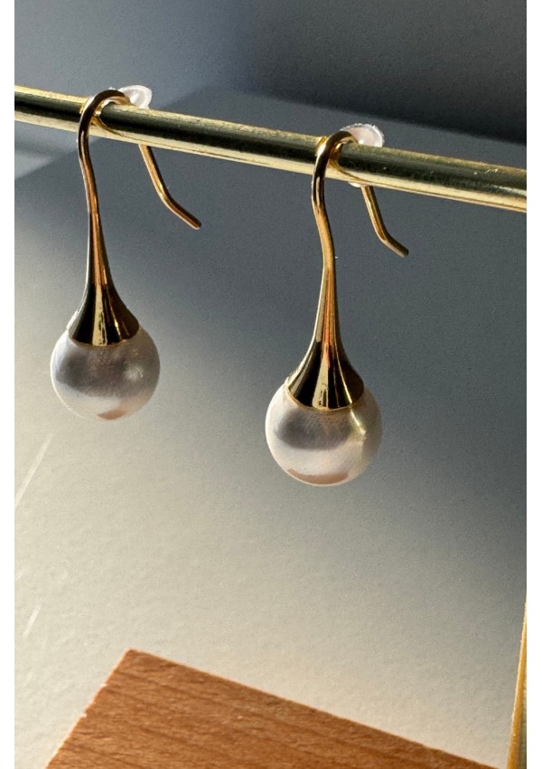 Pendientes acero con perla