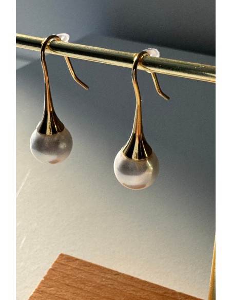Pendientes acero con perla
