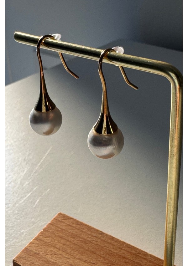 Pendientes acero con perla