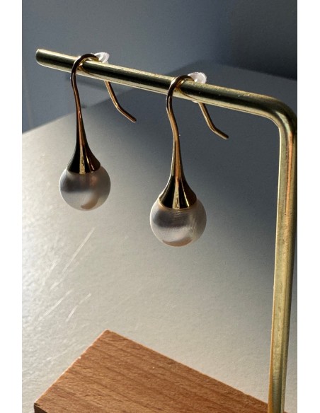 Pendientes acero con perla