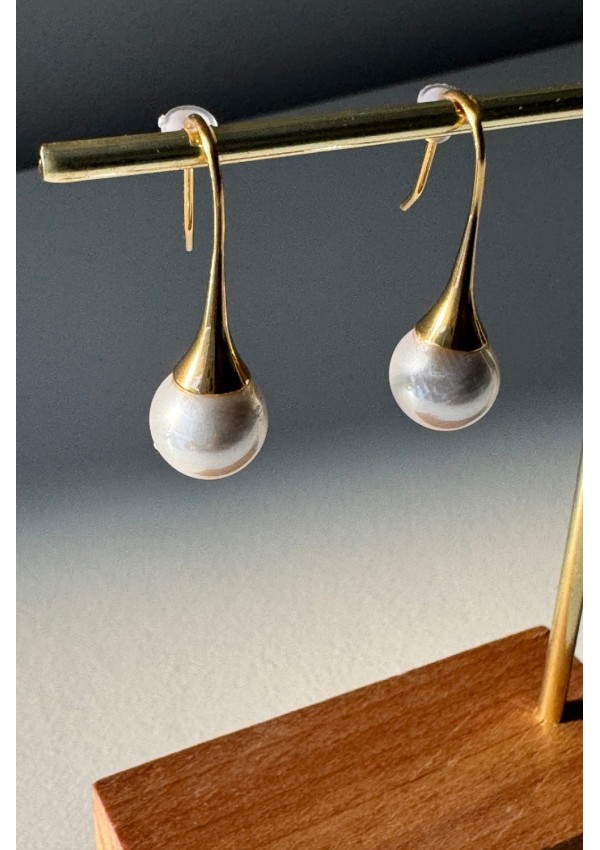 Pendientes acero con perla