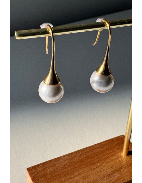 Pendientes acero con perla