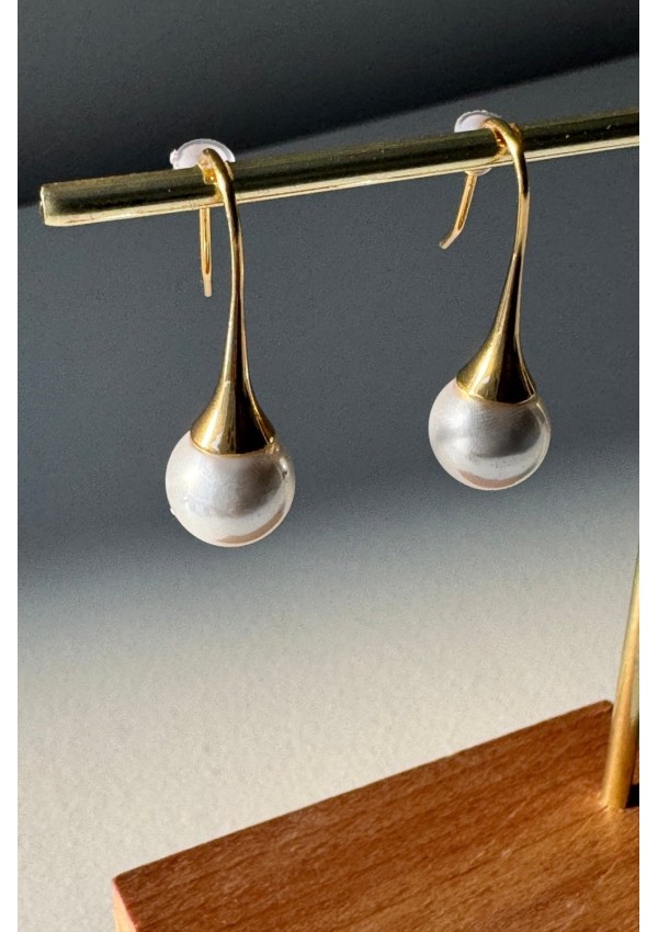 Pendientes acero con perla