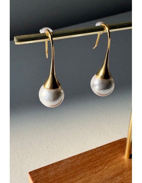 Pendientes acero con perla
