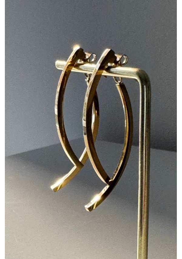 Pendientes acero dorado doble