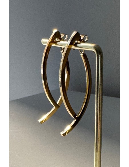 Pendientes acero dorado doble