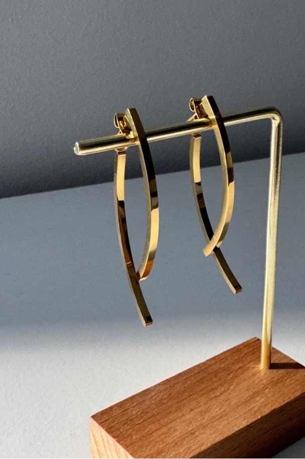 Pendientes acero dorado doble