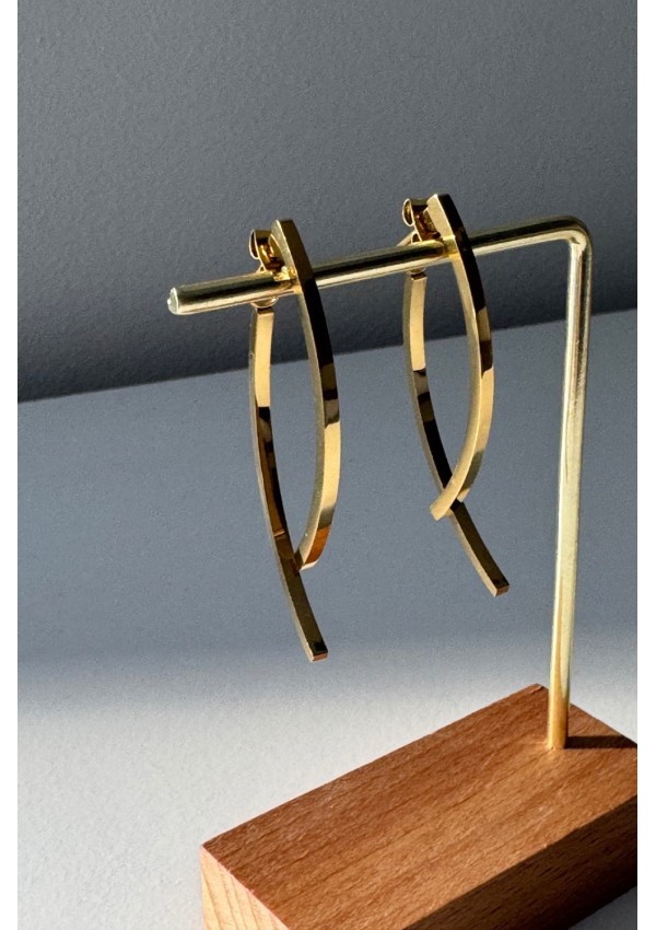 Pendientes acero dorado doble